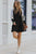 Black Striped Leopard Patchwork Pleated Long Sleeve Dress Shewin