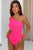 Bright Pink Solid Textured Cut Out Asymmetric One Piece Swimsuit Shewin