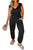 Black Plus Size Smocked High Waist Sleeveless V Neck Jumpsuit Shewin