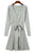 Gray Belted Wrap V Neck Ribbed Pleated Sweater Dress Shewin