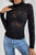 Leopard Stand Neck Long Sleeve Mesh Top