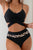 Black Leopard Splicing Criss Cross Tie Spaghetti Straps Bikini Shewin