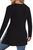 Black Solid Color Knitted V Neck Long Sleeve Top