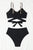 Black Leopard Splicing Criss Cross Tie Spaghetti Straps Bikini Shewin