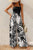 Black Halter Tropical Print Wide Leg Jumpsuit Shewin