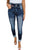 Dark Blue Vintage Washed High Waist Skinny Jeans Shewin