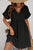 Black Folded Short Sleeve Lace V Neck Mini Dress Shewin