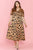 Khaki Leopard V Neck High Waist Buttoned Plus Maxi Dress Shewin