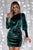 Black Velvet Puff Sleeve Ruched Bodycon Dress Shewin