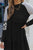 Black Striped Leopard Patchwork Pleated Long Sleeve Dress Shewin