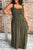 Jungle Green Smocked Frill Trim Straps Plus Size Maxi Dress Shewin