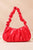 Fiery Red Ruched Faux Leather Shoulder Bag Shewin