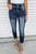 Dark Blue Vintage Washed High Waist Skinny Jeans Shewin