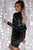 Black Velvet Puff Sleeve Ruched Bodycon Dress Shewin