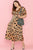 Khaki Leopard V Neck High Waist Buttoned Plus Maxi Dress Shewin