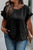 Black Ruffled Short Sleeve Plus Size Top Shewin