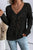 Black Hollow Out Knit V Neck Drop Shoulder Sweater