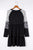 Black Striped Leopard Patchwork Pleated Long Sleeve Dress Shewin