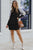 Black Striped Leopard Patchwork Pleated Long Sleeve Dress Shewin