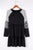 Black Striped Leopard Patchwork Pleated Long Sleeve Dress Shewin