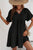 Black Folded Short Sleeve Lace V Neck Mini Dress Shewin