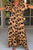 Khaki Leopard V Neck High Waist Buttoned Plus Maxi Dress Shewin