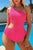 Bright Pink Solid Textured Cut Out Asymmetric One Piece Swimsuit Shewin