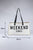 White Casual Letter Print  Canvas Tote Bag Shewin