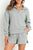 Gray Ribbed Zipper Sweatshirt w/ High Waist Shorts Set