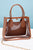 Chestnut Leather Chain Strap Clear Shoulder Bag Shewin