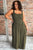 Jungle Green Smocked Frill Trim Straps Plus Size Maxi Dress Shewin