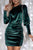 Black Velvet Puff Sleeve Ruched Bodycon Dress Shewin