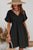 Black Folded Short Sleeve Lace V Neck Mini Dress Shewin