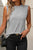 Black Solid Color Crew Neck Pleated Sleeveless Top Shewin