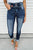 Dark Blue Vintage Washed High Waist Skinny Jeans Shewin