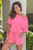 Pink Asymmetrical Short Sleeves Drawstring Pocket Romper Shewin