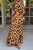 Khaki Leopard V Neck High Waist Buttoned Plus Maxi Dress Shewin