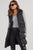 Black Solid Color Puffer Zip Up Pocketed Vest Coat Shewin