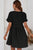 Black Folded Short Sleeve Lace V Neck Mini Dress Shewin