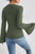 Vineyard Green Plain Ribbed Bell Sleeve Top