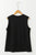 Black Solid Color Crew Neck Pleated Sleeveless Top Shewin