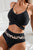 Black Leopard Splicing Criss Cross Tie Spaghetti Straps Bikini Shewin