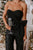 Black Sequin Top Bowknot Wide Leg Jumpsuit