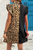 Black Leopard Contrast Patchwork Ruffled Sleeve Short Shift Dress - La Boutique Unique