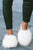 White Fuzzy Round Toe Home Slippers Shewin