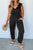 Black Plus Size Smocked High Waist Sleeveless V Neck Jumpsuit Shewin