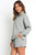 Gray Ribbed Zipper Sweatshirt w/ High Waist Shorts Set