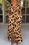 Khaki Leopard V Neck High Waist Buttoned Plus Maxi Dress Shewin