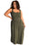 Jungle Green Smocked Frill Trim Straps Plus Size Maxi Dress Shewin