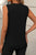 Black Solid Color Crew Neck Pleated Sleeveless Top Shewin